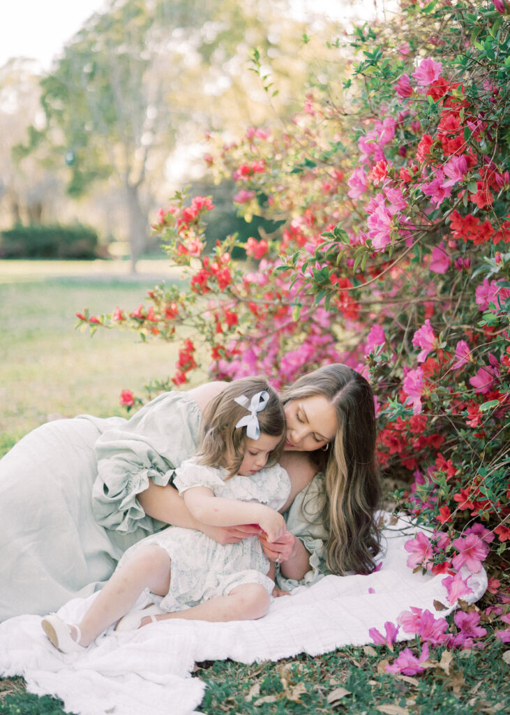 mom playing with child in charleston south carolina