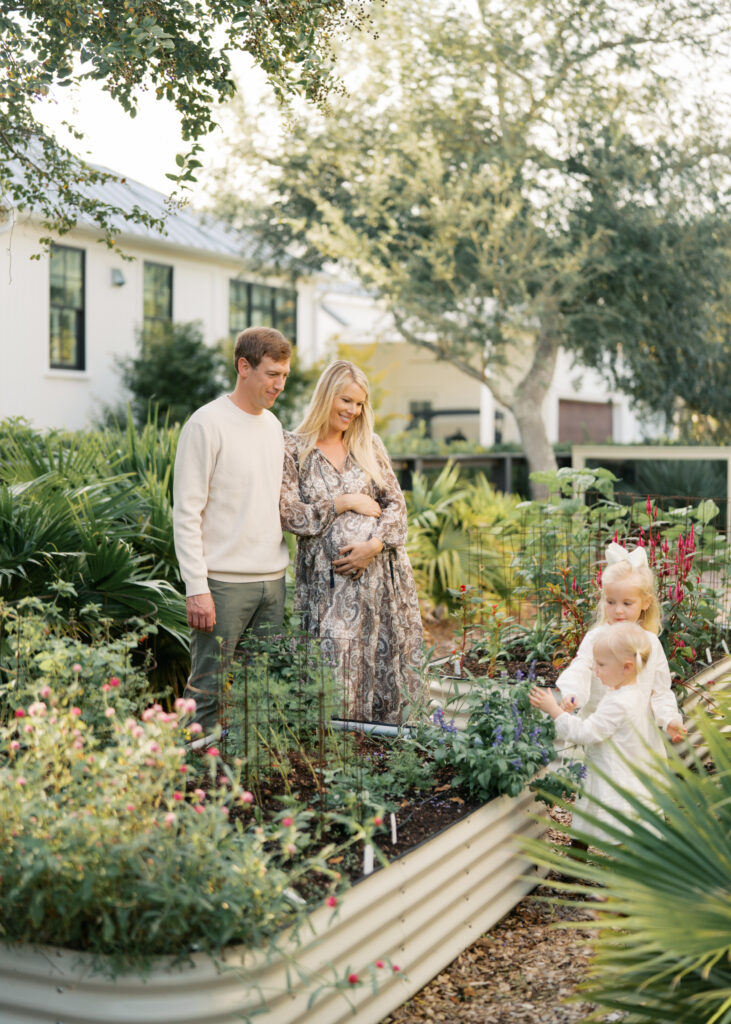 family in garden in home session in mount pleasant south carolina